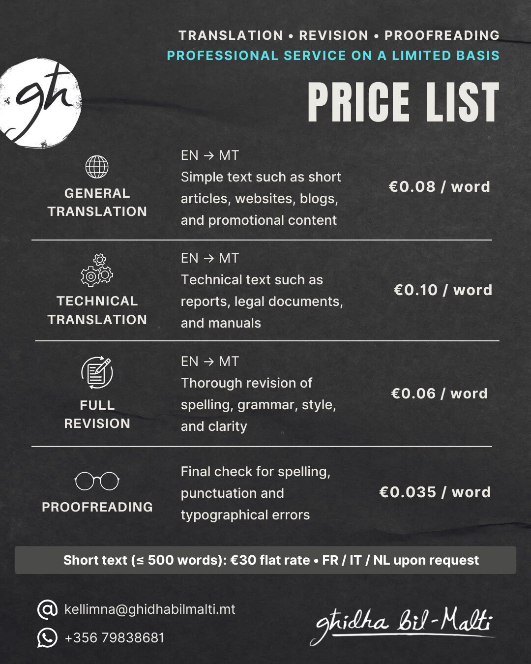 Lista ta’ prezzijiet EN