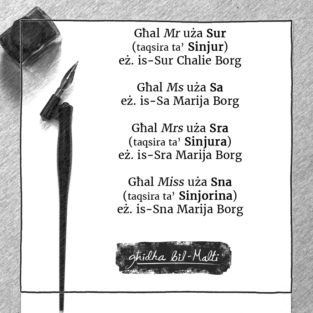 Kif tindirizza lil xi ħadd?