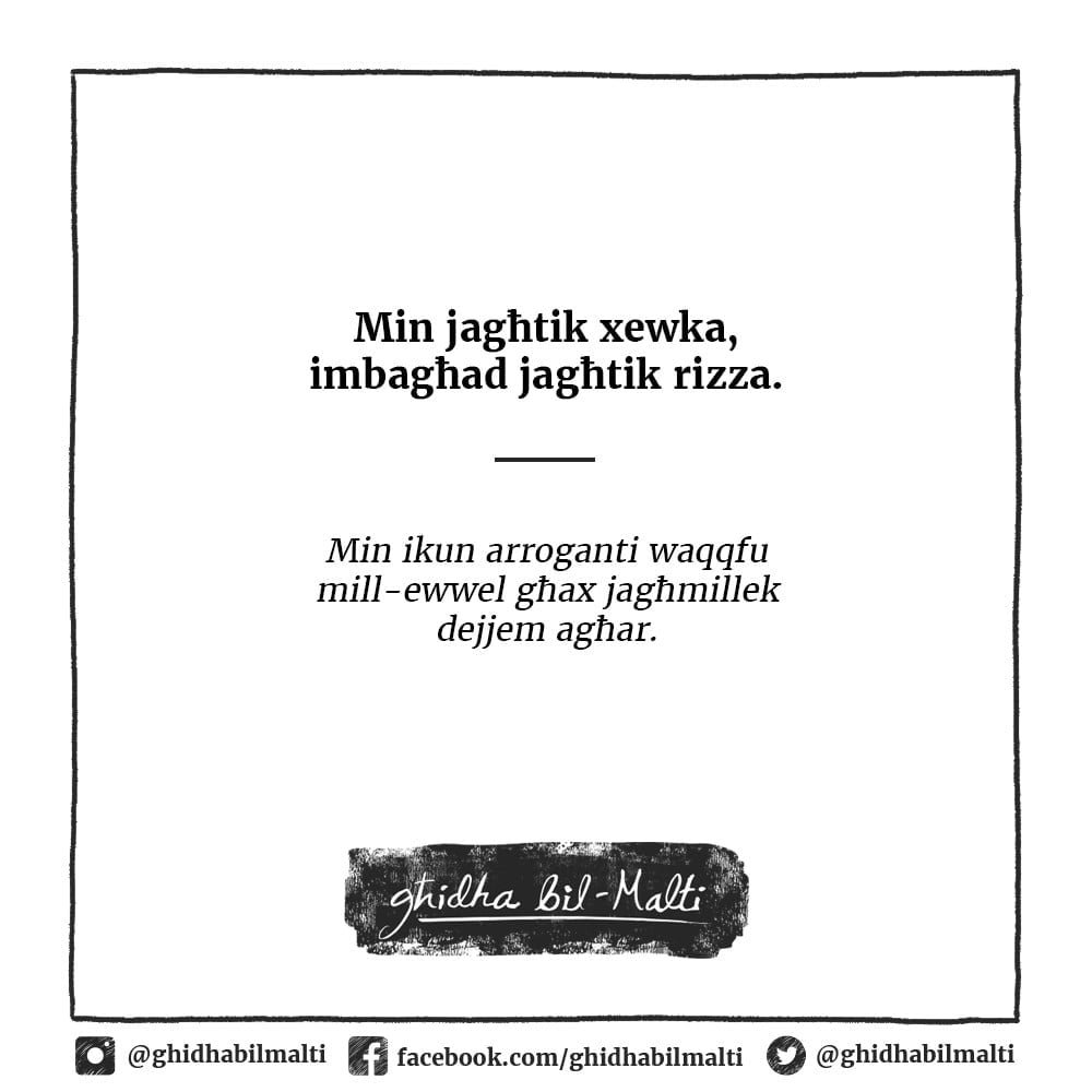 Min jagħtik xewka, imbagħad jagħtik rizza