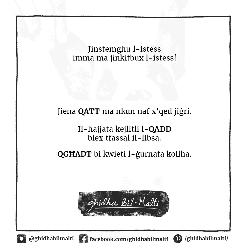 Qatt, qadd u qgħadt