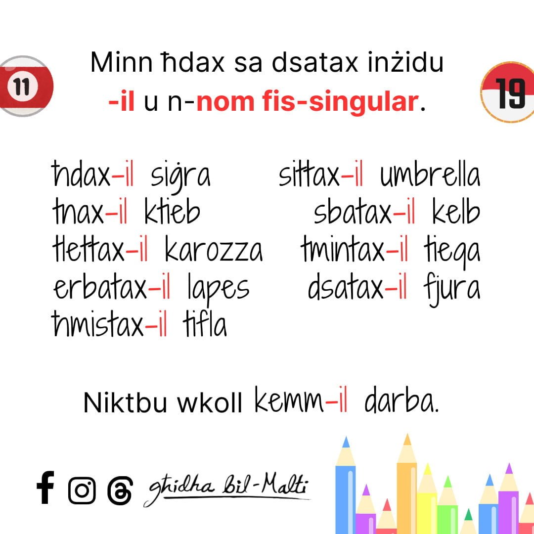 In-numri minn ħdax sa dsatax